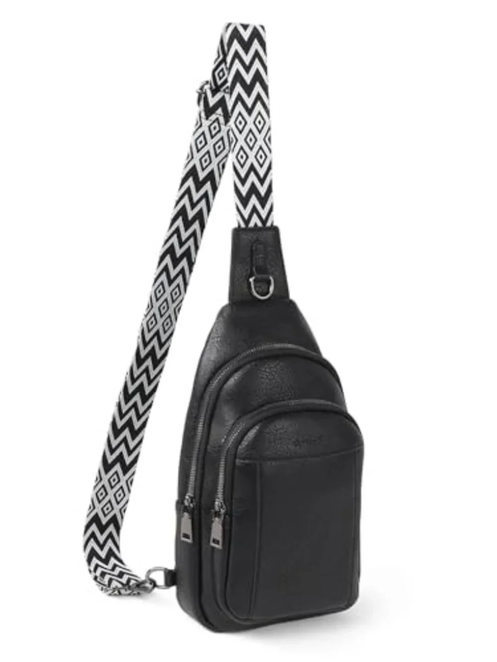 Faux Leather Crossbody Sling Bag with Adjustable Strap